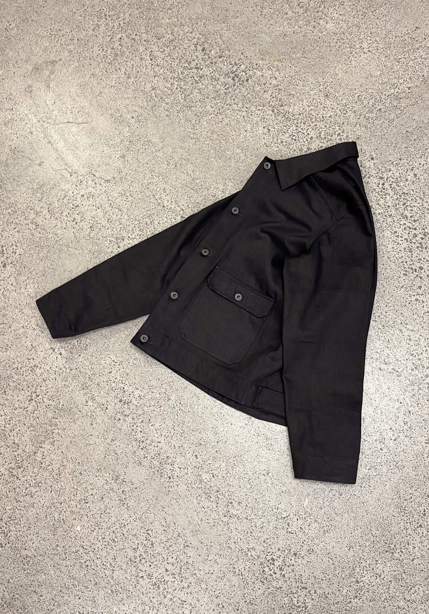 Lindner Jacket - 12oz Double Black Candiani Denim